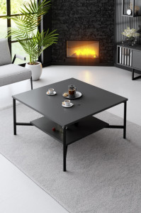 Masuta de Cafea Model Hank, 80X80X40 cm, Antracit/Negru - Img 1