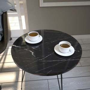 Masuta de Cafea Model Kellen, 40x40x44 cm, Negru marmorat - Img 2