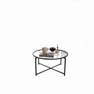 Masuta de Cafea Model King, 83x83x40 cm, Negru, Blat Sticla securizata - Img 5