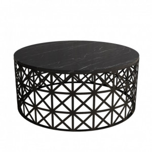 Masuta de Cafea Model McKenzie, 90x90x38 cm, Negru marmorat - Img 4