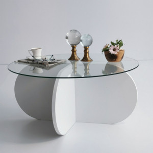 Masuta de Cafea Model Monroe, 75x75x35 cm, Alb, Blat Sticla securizata - Img 7