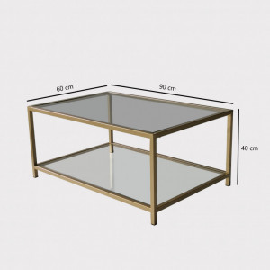 Masuta de Cafea Model Norris, 90x60x40 cm, Auriu, Blat Sticla securizata - Img 7