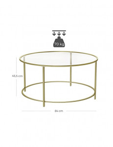 Masuta de Cafea Model Randy, 84x84x45.5 cm, Auriu, Blat Sticla securizata - Img 3