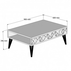 Masuta de Cafea Model Trevino, 90x60x34.6 cm, Alb - Img 3