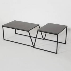 Masuta de Cafea Model Viviana, 88x50x38/57x55x45 cm, Antracit Negru - Img 6