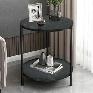 Masuta de cafea Rhythm MDF culoare negru aspect marmura - negru D48x60cm - Img 2