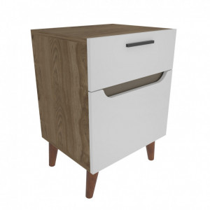 Noptiera Model Collins, Alb/Stejar, 45x36.8x63cm - Img 4