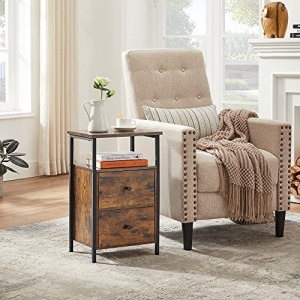 Noptiera Model Tanner, Negru/Maro rustic, 38x28x60cm - Img 6