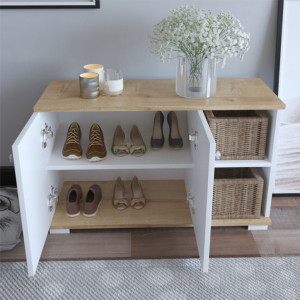 Pantofar Model Deril, Alb/Sonoma, 90x33x52 cm - Img 4