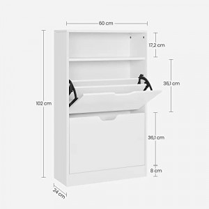 Pantofar, Vasagle, Alb, 102x60x24 cm - Img 6