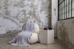 Patura pentru Pat 1 Persoana Model Pom Pom Grey - Img 2