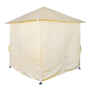 Pavilion Grădină Apex 2.5x2.5 m, Cadru Metalic Negru & Copertină Textilă Bej, 250x250 cm - Img 4