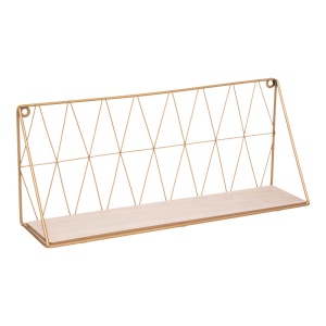 Polita de perete Anneza, Natural/Auriu, 48 x 12 x 20 cm - Img 2