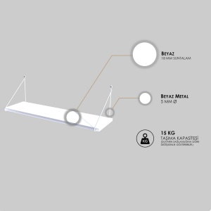 Raft Armoni Alb 72x20x20 cm - Img 3