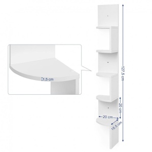 Raft de colț suspendat cu 5 polițe, design zig-zag, Alb, 20 × 20 × 127,5 cm - Img 6