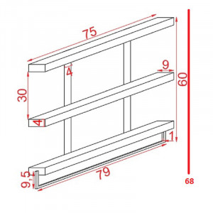 Raft de perete Suny lemn masiv de pin, culoarea nuc - negru 75x9x68cm - Img 3