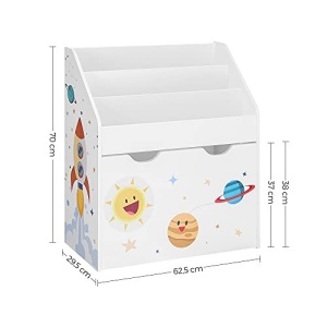 Raft organizare jucarii copii, Songmics, Alb-Galben, 62.5x29.5x70.0 cm - Img 7