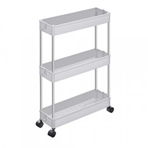 Raft organizator cu roti Model Ryan, Alb, 40x12.5x60 cm - Img 2