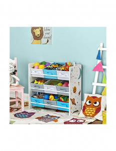 Raft pentru jucarii si carti, 9 cutii detasabile, Model Phoenix, Multicolor, 62x29x60 cm - Img 3