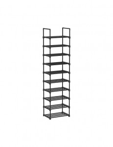 Raft pentru Pantofi cu 10 Polițe Model Jad, Negru, 30x45x174 cm,
