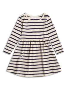 Rochie crem-bleumarin in dungi - Img 3