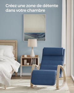 Scaun balansoar, Songmics, Albastru, 121.5x67x84 cm - Img 4