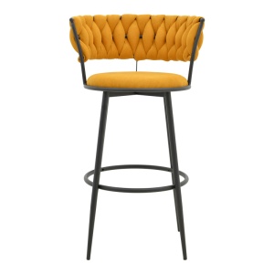 Scaun de bar Alkia, galben/negru, 50x56x95 cm - Img 4