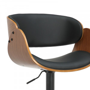 Scaun de bar, inaltime ajustabila, Model Hadley, Nuc/Negru, 54x59x113 cm - Img 5