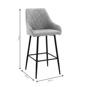 Scaun de bar Model Empower, Gri maroniu/Negru, 49x49x97 cm - Img 7