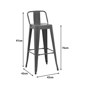 Scaun de bar Utopia, antracit, 42x42x97 cm - Img 2