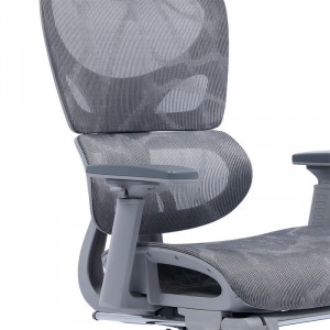 Scaun de birou manager cu suport pentru picioare Thelonius plasa gri - Img 7