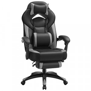 Scaun de birou, Songmics, Negru-Gri, 70x64x(120-128) cm - Img 2