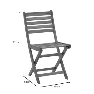 Scaun de exterior, Model Fatel, culoare natural, lemn masiv de salcam, 40x53x82 cm - Img 18