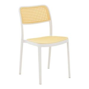 Scaun de exterior, Model Westley, culoare alb si bej, Polipropilena, 55x47x81 cm - Img 1