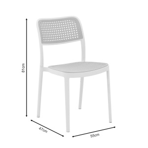 Scaun de exterior, Model Westley, culoare alb si bej, Polipropilena, 55x47x81 cm - Img 17