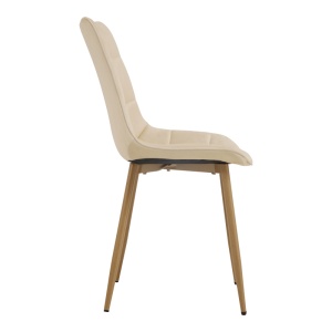 Scaun dining Berne, tapițat cu catifea, Crem/Natur, 53 × 57 × 87 cm - Img 3