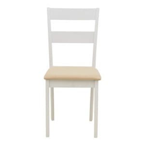 Scaun dining Dallan, din lemn de arbore de cauciuc, Alb, 40 × 47,5 × 89 cm - Img 5