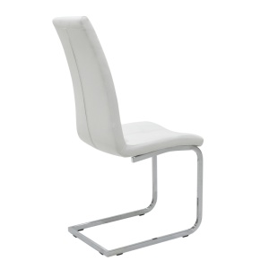 Scaun dining Darrell, tapițat cu piele ecologică, cadru metalic cromat, Alb/Crom, 42 × 49 × 106 cm - Img 2