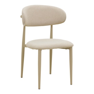 Scaun dining Kaourt, tapițat cu material textil, Bej/Crem, 49 × 55 × 80 cm - Img 2