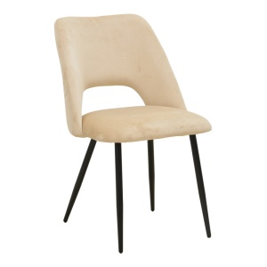 Scaun dining Nelda, tapițat cu catifea, Bej/Negru, 44 × 58 × 82 cm - Img 2