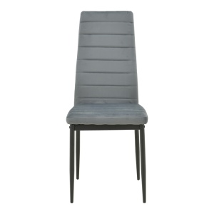 Scaun dining Parker, tapițat cu catifea, Gri/Negru, 41 × 48 × 96 cm - Img 4