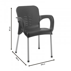 Scaun exterior Feast plastic culoare cappuccino, picior de aluminiu - Img 4