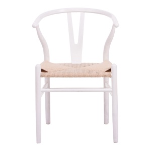 Scaun Model Wishbone, Natur/Alb, 60x51x80 cm - Img 4