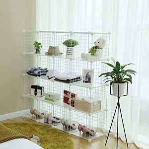 Set 16 cutii de depozitare, Songmics, Alb, 123x31x123 cm - Img 4