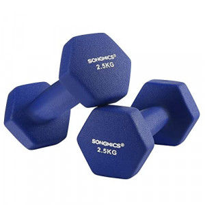 Set 2 gantere 2 x 2.5 kg, Songmics, Albastru, 18x8.5x8 cm - Img 2