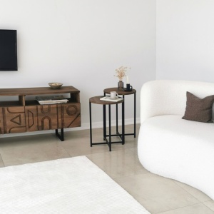 Set 2 Masue de Cafea Model Lynch, 35x35x55/35x35x50 cm, Blat Lemn 100%, Nuc/Negru - Img 5