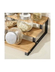 Set 2 organizatoare pentru condimente, 3 niveluri, extensibile și suprapozabile, Bambus/Negru, 32 × 24,5 × 11,2 cm (Copy 1) - Img 5