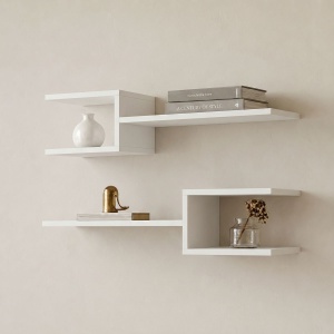 Set 2 polite de perete Sumpa, Alb, 65 x 20 x 18 cm