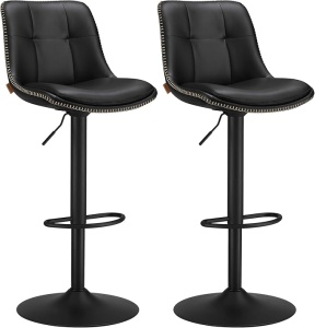 Set 2 scaune de bar Model Liberty, Negru, 45x48.1x90/112 cm