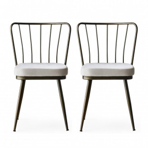 Set 2 scaune Model Star, Alb/Negru, 43x42x82 cm - Img 1